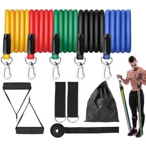 Resistance Bands Set, Exercise Bands Up to 100 LBS, Resistance Bands with Handles, Updated with Ankle Straps, Door Anchor, Workout Bands for Building Muscle and Keeping Healthy at Home, Gym
