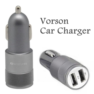 3.1A Mini Dual USB Ports Sockets Fast Aluminum Alloy Car Charger Adapter for iPhone / Samsung / Android / Smartphones, Grey