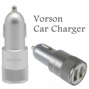 3.1A Mini Dual USB Ports Sockets Fast Aluminum Alloy Car Charger Adapter for iPhone / Samsung / Android / Smartphones, Sliver