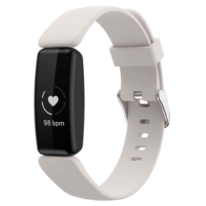 StrapsCo Smooth Soft Silicone Rubber Watch Band Strap for Fitbit Inspire 2 - Medium-Long - Light Grey