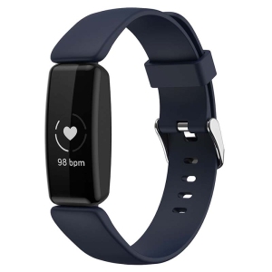 StrapsCo Smooth Soft Silicone Rubber Watch Band Strap for Fitbit Inspire 2 - Medium-Long - Navy Blue