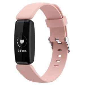 StrapsCo Smooth Soft Silicone Rubber Watch Band Strap for Fitbit Inspire 2 - Short-Medium - Light Pink