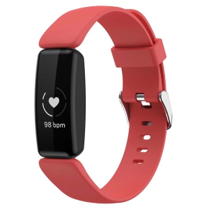 StrapsCo Smooth Soft Silicone Rubber Watch Band Strap for Fitbit Inspire 2 - Short-Medium - Coral