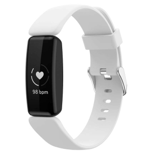 StrapsCo Smooth Soft Silicone Rubber Watch Band Strap for Fitbit Inspire 2 - Short-Medium - White