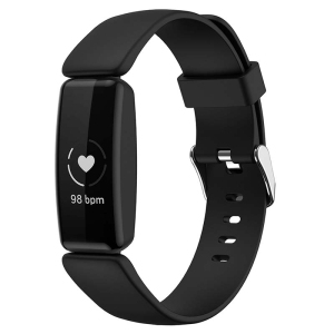 StrapsCo Smooth Soft Silicone Rubber Watch Band Strap for Fitbit Inspire 2 - Medium-Long - Black