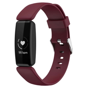 StrapsCo Smooth Soft Silicone Rubber Watch Band Strap for Fitbit Inspire 2 - Short-Medium - Wine Red