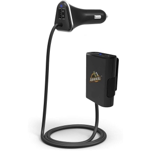 Armor All ACC8-1006-BLK 7.2 AMP 4 Port Car Charger With Black Hub