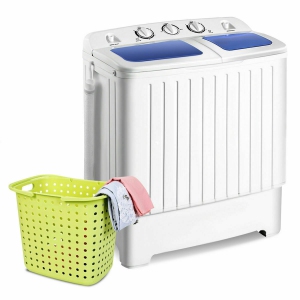 Gymax Compact / Portable Washer with Sanitize Cycle and Turbo/Speed Wash - Blue + White