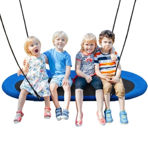 Gymax 60'' Saucer Tree Swing Surf Outdoor Adjustable Kids Giant Oval Platform Swing Set