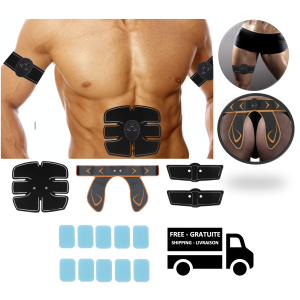 Stimula Lifestyle - EMS ABS Electronic Tactical ABS Abdominal, Arms Leg Buttock, Thigh, Hip Muscle Strength Trainer Exerciser Slimmer Complete 15 Piece Set