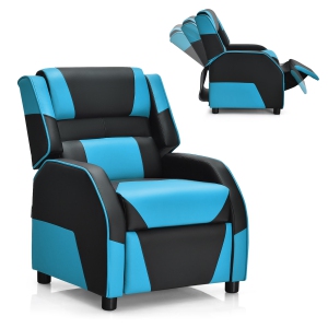 Fauteuil inclinable de jeu pour enfants Costway avec appui-tête et repose-pieds en cuir PU