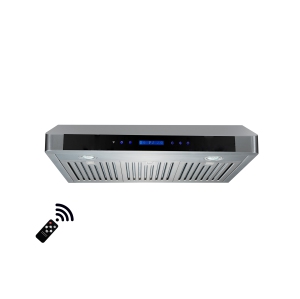ROXON 860 CFM Slim Range Hood Stainless Steel Kitchen Exhaust Fan Under Cabinet Style with REMOTE RXN-U15BS-30