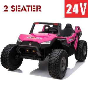 VOLTZ TOYS 24V 2-Seater Ride-on UTV XL Truck, Realistic Off-Road Dune Buggy with Extra Large Space, Remote Control, Spring Suspension, LED Lighting and MP3 Player (Pink)