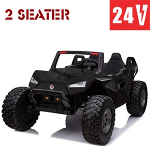 VOLTZ TOYS 24V 2-Seater Ride-on UTV XL Truck, Realistic Off-Road Dune Buggy with Extra Large Space, Remote Control, Spring Suspension, LED Lighting and MP3 Player (Black)