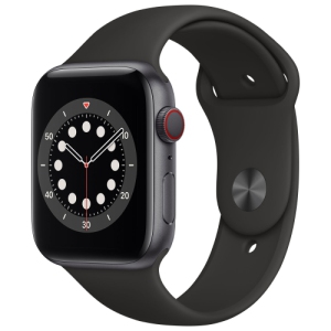 Refurbished (Good) - Apple Watch Series 6 (GPS + Cellular) 44mm Space Grey  Aluminum Case with Black Sport Band