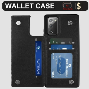 Leather Flip Wallet Case Card Holder Phone Back Cover for Samsung Galaxy S20 FE (Black)