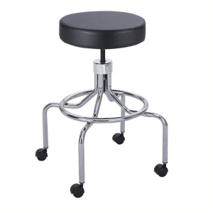 Pemberly Row Lab/Drafting Chair with High Base and Screw Lift in Black