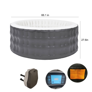 ALEKO HTIR4WHBR Round Inflatable Jetted Hot Tub Spa With Cover - 4 Person - 211 Gallon - Brown