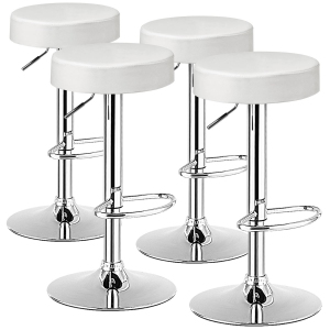 Costway Set of 4 Round Bar Stool Adjustable Swivel Pub Chair w/ Footrest