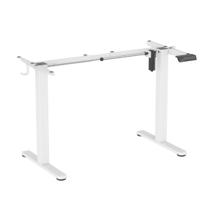 Uplite Electric Stand Up Desk Frame, Height & Width Adjustable Ergonomic Sit Standing Workstation Base, Single Motorized Heavy Duty Table Frame (Frame Only) - White