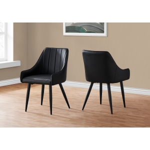Monarch Specialties I 1187 Dining Chair - 2pcs / 33" High / Black Leather-look / Black
