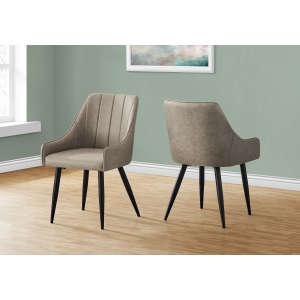 Monarch Specialties I 1188 Dining Chair - 2pcs / 33" High / Taupe Fabric / Black Metal