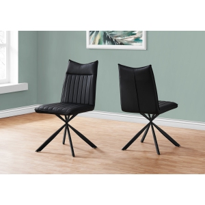 Monarch Specialties I 1215 Dining Chair - 2pcs / 36" High / Black Leather-look / Black