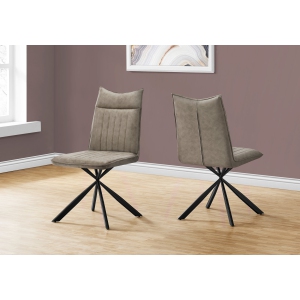 Monarch Specialties I 1216 Dining Chair - 2pcs / 36" High / Taupe Fabric / Black Metal