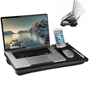 MOUSTACHE Adjustable Lap Desk with Device Ledge Mouse Pad Storage & Phone Slot for up to 15.6 inch Laptop Stand for Bed & Couch