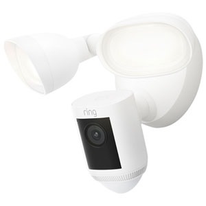 Ring Floodlight Cam Pro Wired Wi-Fi 2K Camera with Ring Vision, 2 LED Lights & 3D Motion Detection - White