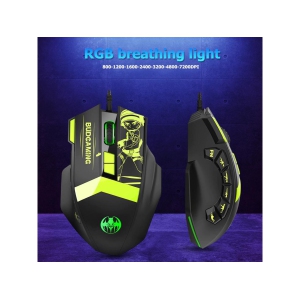 WINGOMART GM28 RGB USB Wired Mouse Cable 12-key Human Engineering Design 7200DPI Optical Mouse Office/Game Dual Mode Computer Mice with 12 Programmable Buttons, Weight Tuning Set for Windows PC Gaming