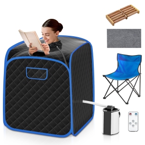 Costway Portable Steam Sauna w/ 9-gear Adjustable Temperature & Herbal Box