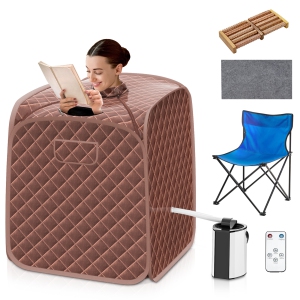 Costway Portable Steam Sauna w/ 9-gear Adjustable Temperature & Herbal Box
