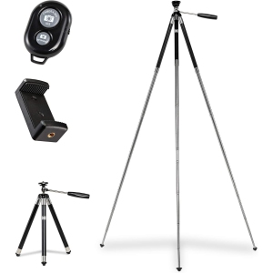 KODAK PhotoGear 42” Tripod with Bluetooth Remote, 360° Ball Head, Phone Mount & Case – Black
