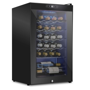 Schmecke 24 Bottle Compressor Wine Cooler Refrigerator w/Lock | Large Freestanding Wine Cellar | 41f-64f Digital Temperature Control Wine Fridge For Red, White, Champagne or Sparkl