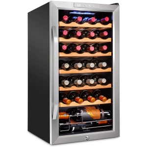 Ivation 28 Bottle Compressor Wine Cooler Refrigerator w/Lock | Freestanding 41f-64f Digital Temperature Control Fridge Stainless Steel
