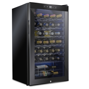 SCHMECKE 34 Bottle Compressor Wine Cooler Refrigerator w/Lock | Large Freestanding Wine Cellar | 41f-64f Digital Temperature Control Wine Fridge For Red, White, Champagne or Sparkl