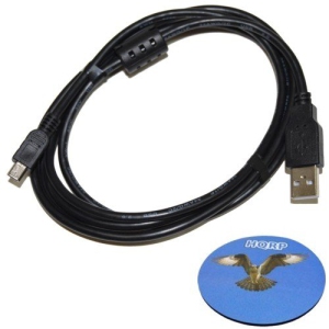 HQRP Long 6ft USB to Mini USB Cable for Canon PowerShot SD430, SD450, SD4500 IS, SD500, SD550, SD600 Digital Camera + Coaster
