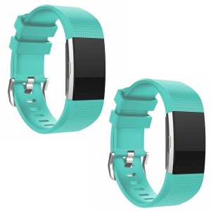 2 Pack For Fitbit Charge 2 Rubber Band Wristband Sport Strap (Teal- Large)