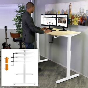Boost Industries Floor Standing BCH-FS22C-WH BeachOak47 Top with Manual Crank Height Adjustable Frame (White)