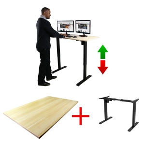 Boost Industries Floor Standing BCH-FS48Mii BeachOak47 Top with Motorized Height Adjustable Frame (Black)