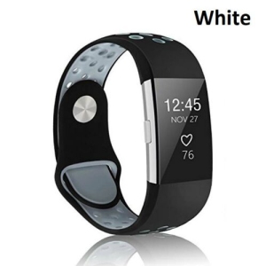 2 Pack Compatible with Fitbit Charge 2 Bands Men Women Soft Breathable Replacement Wristband (White -Small)