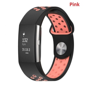 2 Pack Compatible with Fitbit Charge 2 Bands Men Women Soft Breathable Replacement Wristband (Pink-Small)