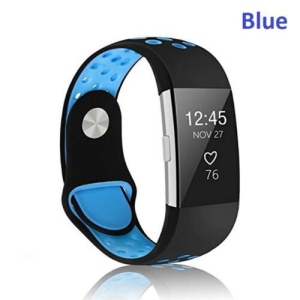 2 Pack Compatible with Fitbit Charge 2 Bands Men Women Soft Breathable Replacement Wristband (Blue-Small)