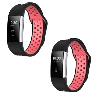 2 Pack Compatible with Fitbit Charge 2 Bands Men Women Soft Breathable Replacement Wristband (Pink-Large)