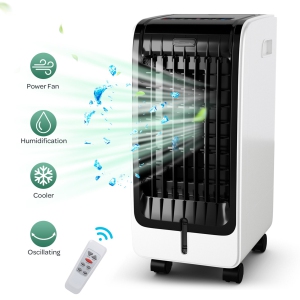 Gymax Portable Evaporative Air Cooler Fan & Humidifier w/ Remote Control Wheels