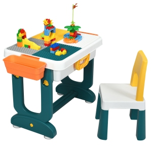 Gymax 5 in 1 Kids Activity Table Set w/ Chair Toddler Luggage Building Block Table