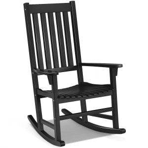 Gymax Wooden Rocking Chair Porch Rocker High Back Garden Seat For Indoor Outdoor