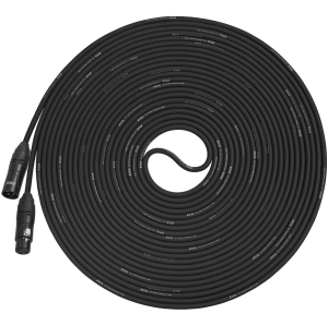 LyxPro 50 Feet XLR Microphone Cable Balanced Male to Female 3 Pin Mic Cord for Powered Speakers Audio Interface Professional Pro Audio Performance and Recording Devices - Black