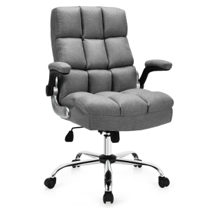 Gymax High Back Big & Tall Office Chair Adjustable Swivel w/Flip-up Arm
